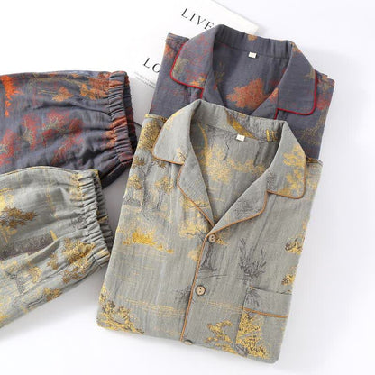 Ensemble de vêtements d'intérieur en coton jacquard à imprimé arbre rétro - image 1