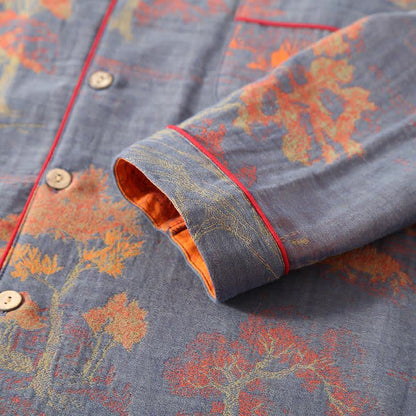 Ensemble de vêtements d'intérieur en coton jacquard à imprimé arbre rétro - image 6