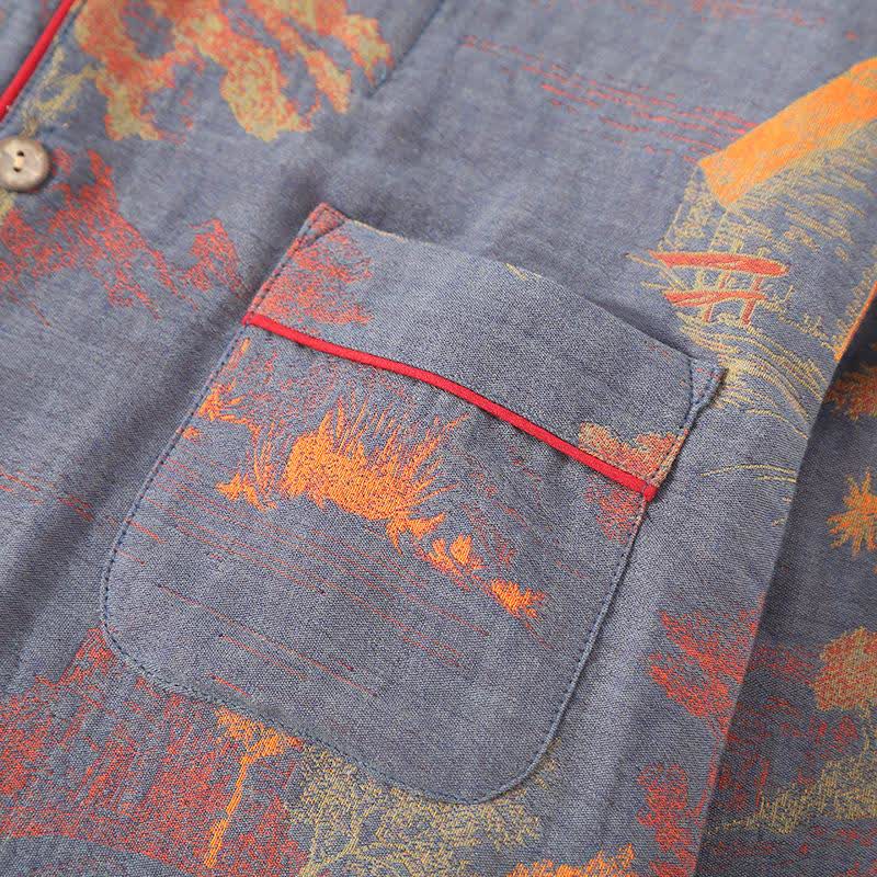 Ensemble de vêtements d'intérieur en coton jacquard à imprimé arbre rétro - image 5