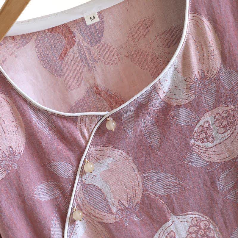 Ensemble de vêtements d'intérieur vintage en gaze de coton à motif grenade - image 5