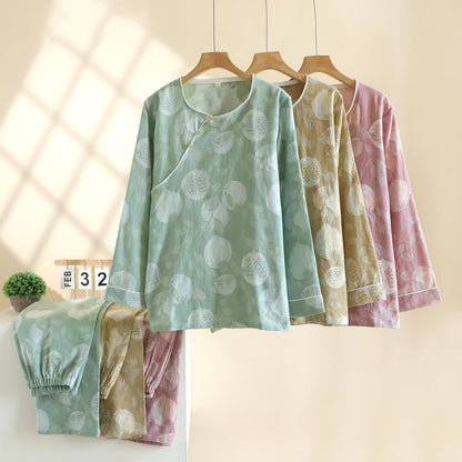 Ensemble de vêtements d'intérieur vintage en gaze de coton à motif grenade - image 1