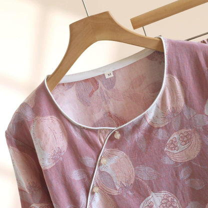 Ensemble de vêtements d'intérieur vintage en gaze de coton à motif grenade - image 4