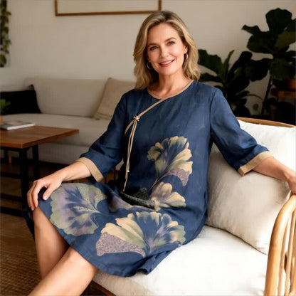 Chemise de nuit en gaze de coton inspirée des feuilles de ginkgo - image 2