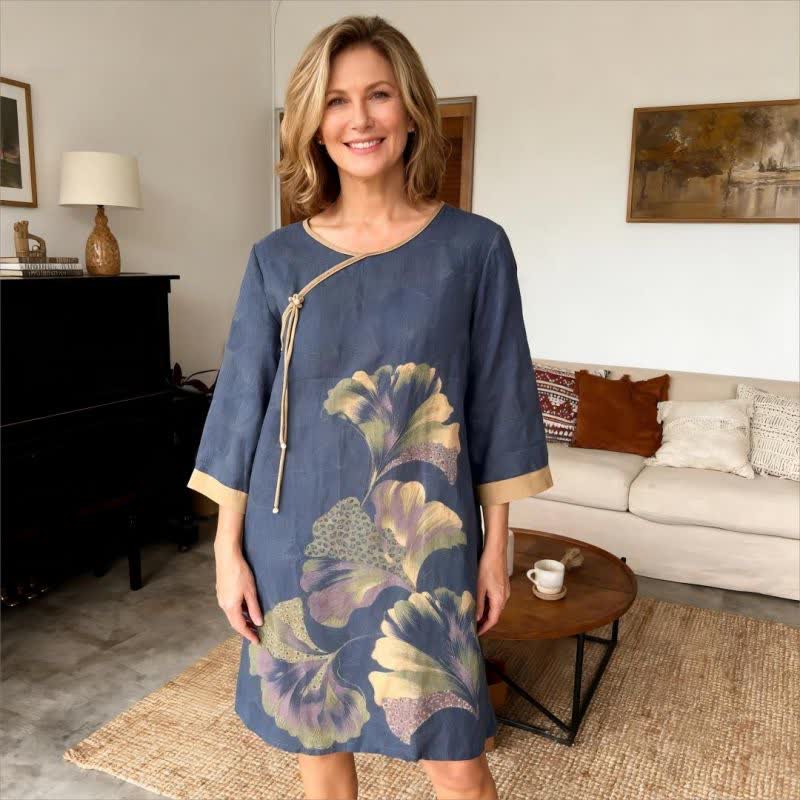 Chemise de nuit en gaze de coton inspirée des feuilles de ginkgo - image 3