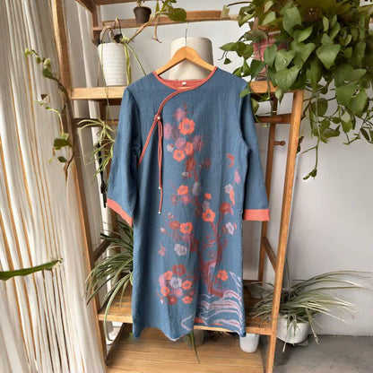 Chemise de nuit en gaze de coton inspirée des fleurs de cerisier - Bleu - L - image 3