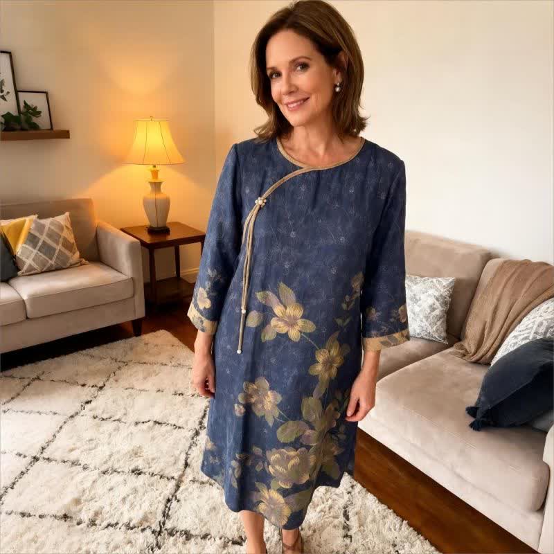 Chemise de nuit en gaze de coton à motif floral oriental - image 3