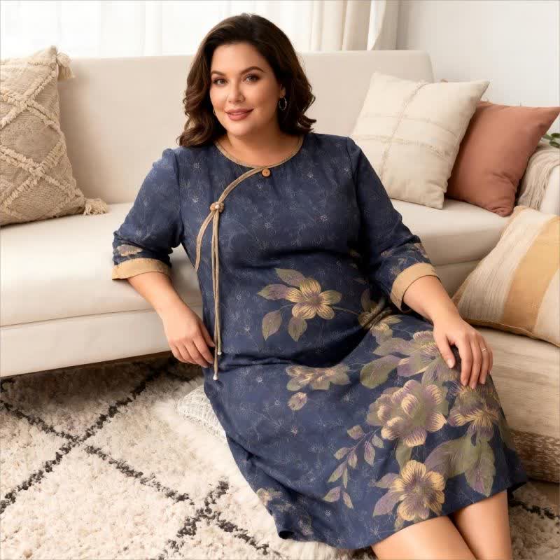 Chemise de nuit en gaze de coton à motif floral oriental - image 2