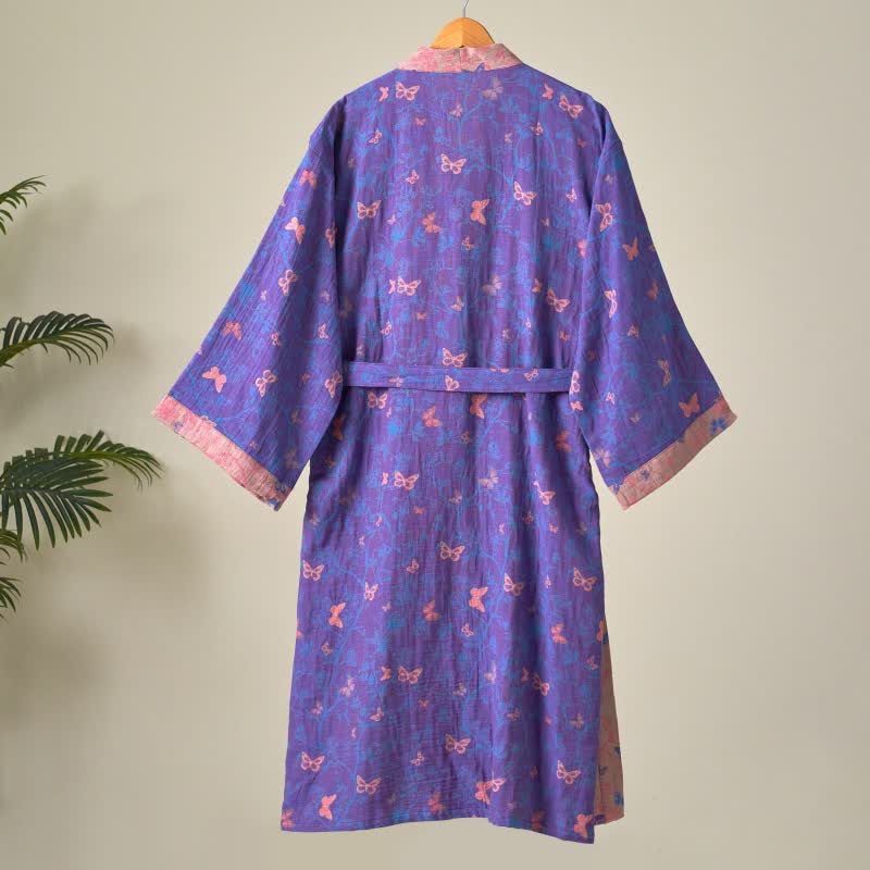 Peignoir kimono en gaze de coton à motif papillon - image 2