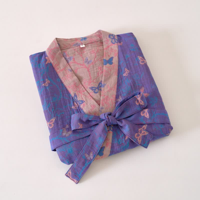 Peignoir kimono en gaze de coton à motif papillon - image 3