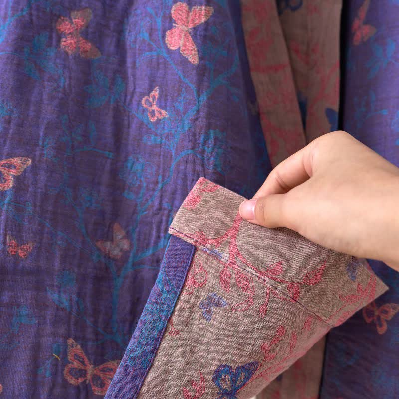 Peignoir kimono en gaze de coton à motif papillon - image 10