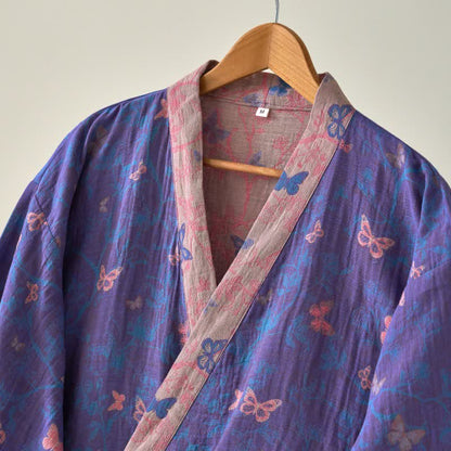 Peignoir kimono en gaze de coton à motif papillon - image 4