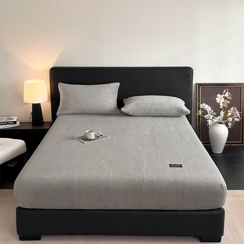 Drap-housse uni et chaud en peluche - image 9