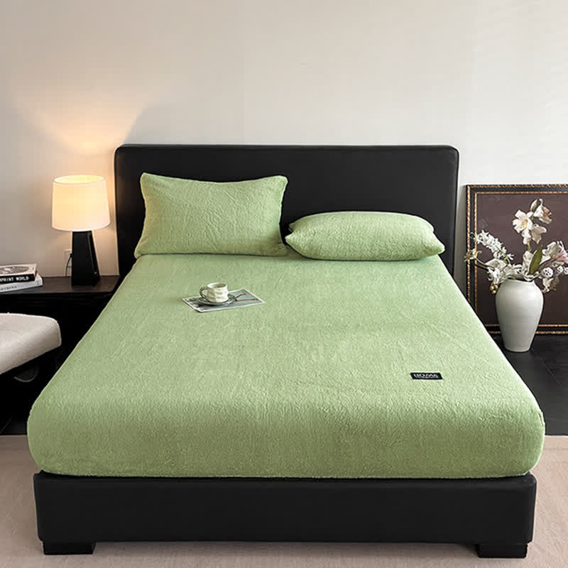 Drap-housse uni et chaud en peluche - image 3