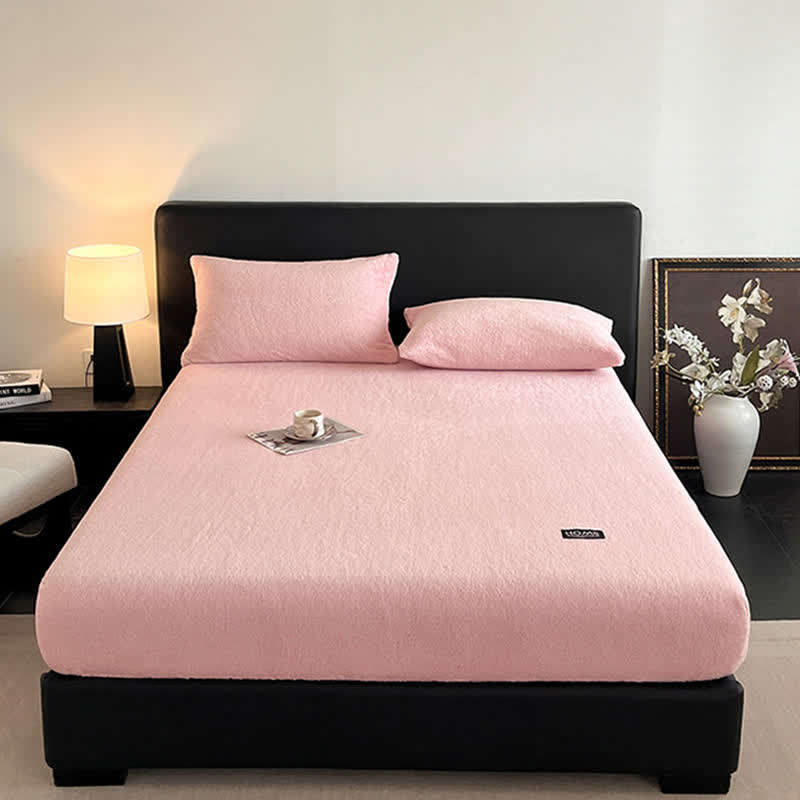 Drap-housse uni et chaud en peluche - image 5