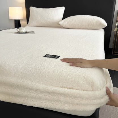 Drap-housse uni et chaud en peluche - Blanc - Drap avec 2 taies d'oreiller - 200 cm x 220 cm - image 6