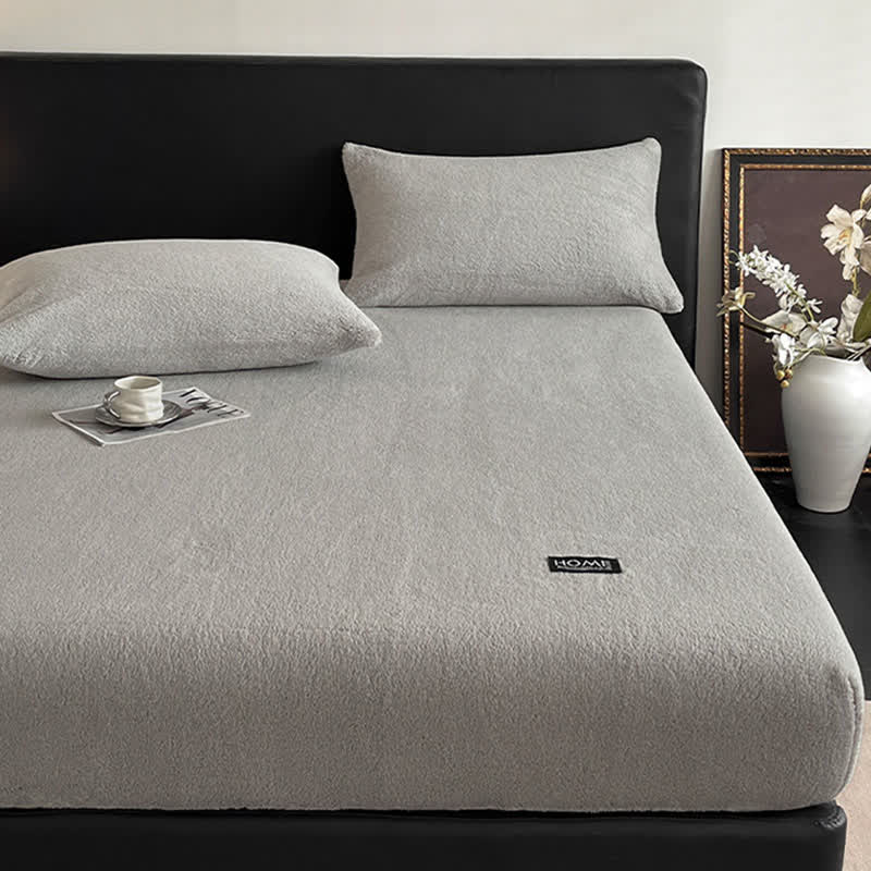 Drap-housse uni et chaud en peluche - image 11