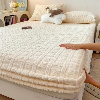 Drap-housse chaud en polaire d'ours rayé - Beige - 2 taies d'oreiller - 48 cm x 74 cm - image 15