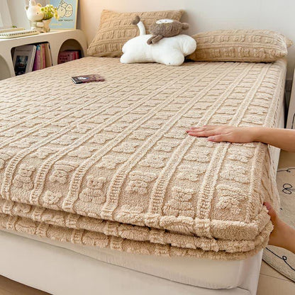Drap-housse chaud en polaire d'ours rayé - Kaki - 2 taies d'oreiller - 48 cm x 74 cm - image 11