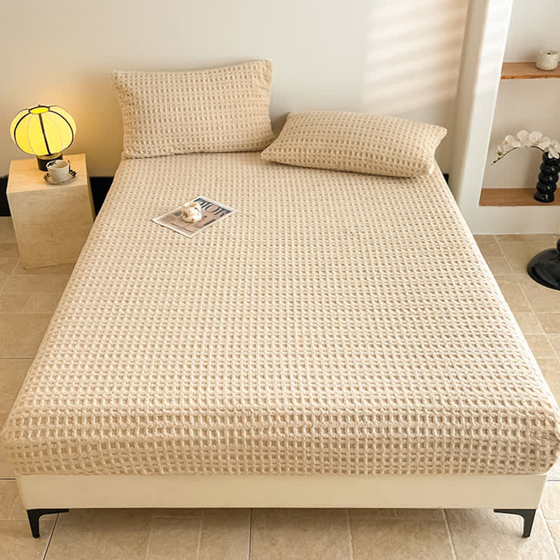 Drap-housse en polaire chaude avec structure gaufrée - image 2