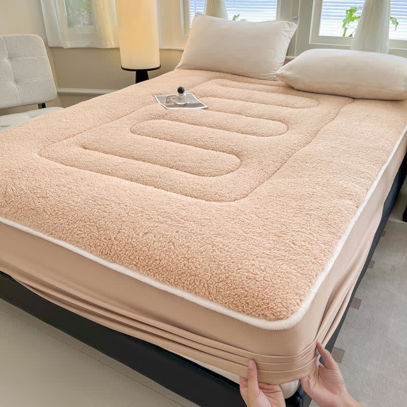 Drap-housse Sherpa uni et chaud - chameau - 200 cm x 220 cm - image 10