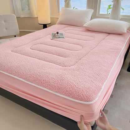 Drap-housse Sherpa uni et chaud - Rose - 200 cm x 220 cm - image 8