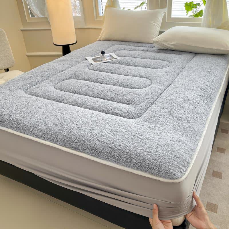 Drap-housse Sherpa uni et chaud - Gris - 200 cm x 220 cm - image 9