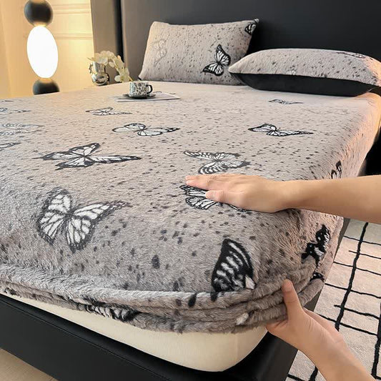 Drap-housse chaud en polaire papillon - 2 taies d'oreiller - 48 cm x 74 cm - image 0
