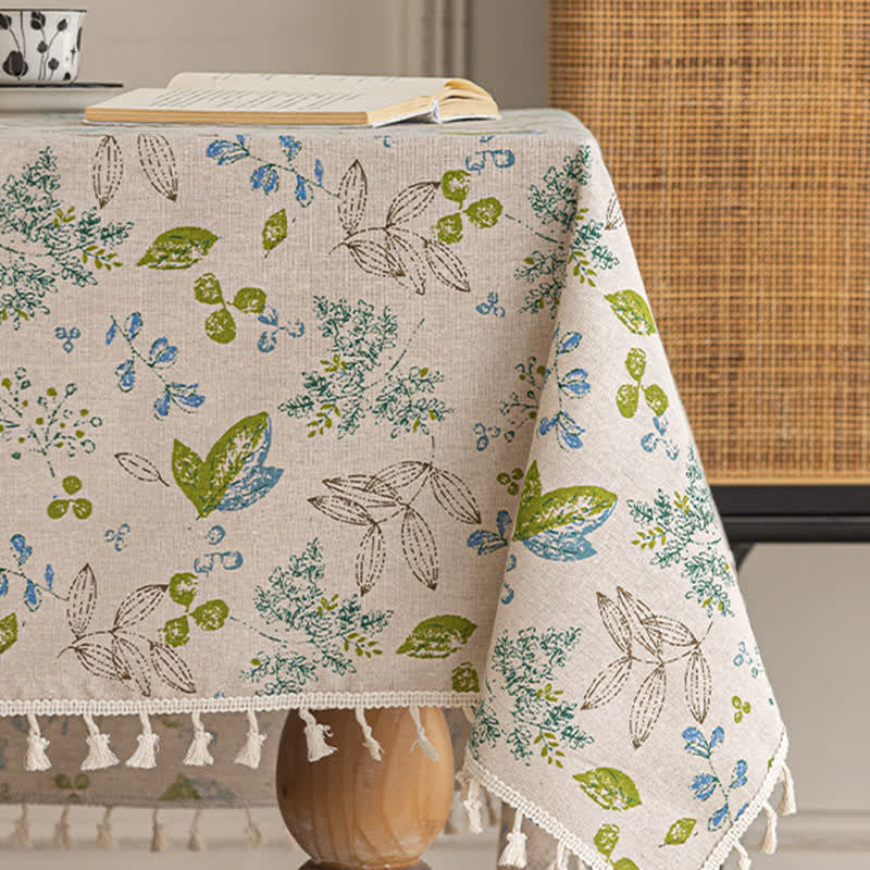 Nappe à pompons et motif de feuilles fraîches - image 2