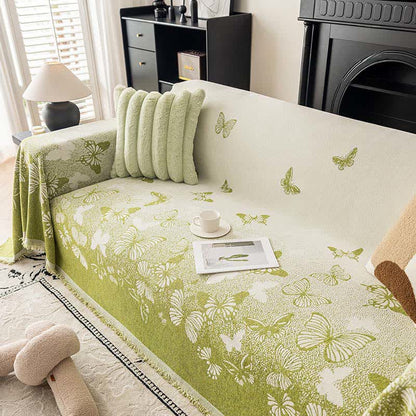 Jeté de canapé en chenille Dreamy Butterfly - Vert - 180 cm x 340 cm - image 0