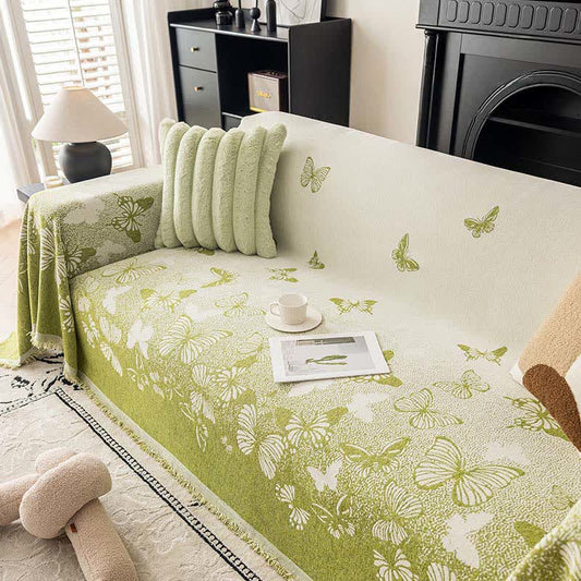 Jeté de canapé en chenille Dreamy Butterfly - Vert - 180 cm x 340 cm - image 0