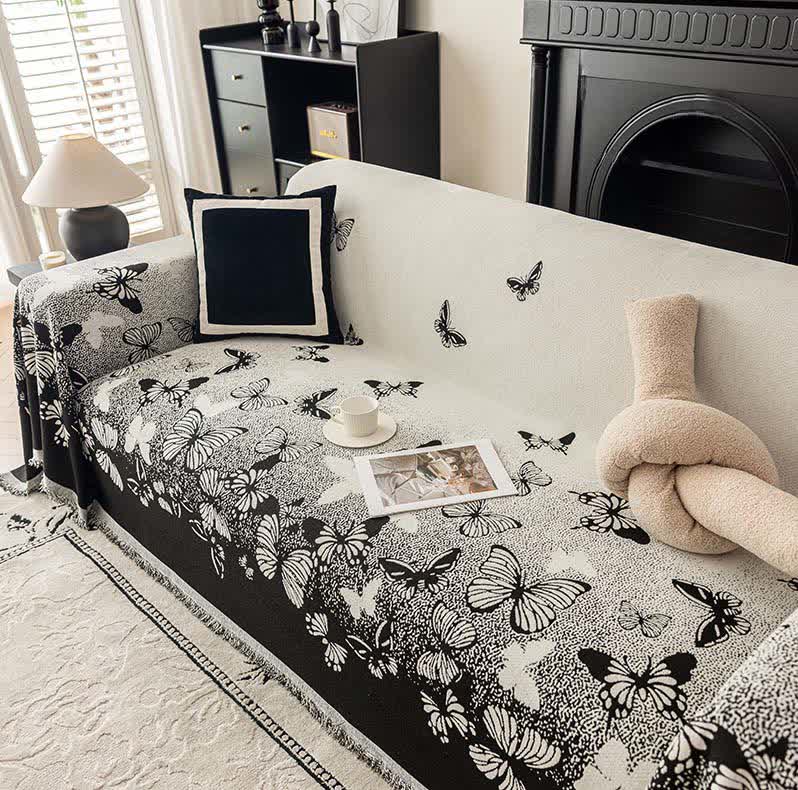 Jeté de canapé en chenille Dreamy Butterfly - Noir - 180 cm x 340 cm - image 2