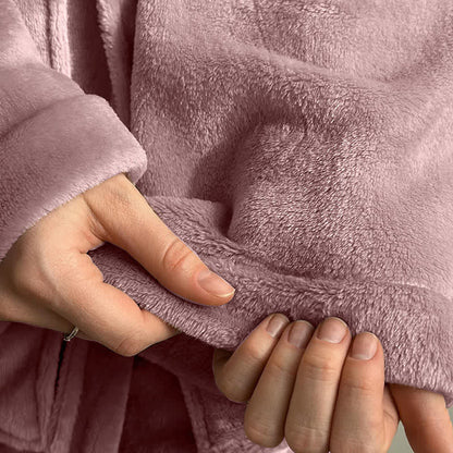 Peignoir en polaire peluche rose avec col à revers - image 8