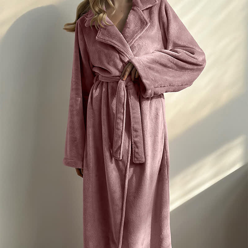 Peignoir en polaire peluche rose avec col à revers - image 6