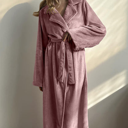 Peignoir en polaire peluche rose avec col à revers - image 6
