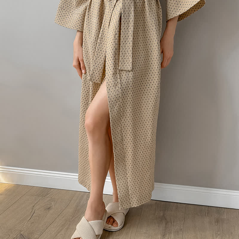 Peignoir long en coton à motif à pois - image 14