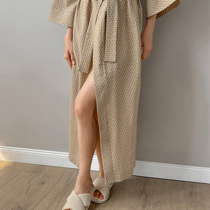 Peignoir long en coton à motif à pois - image 14
