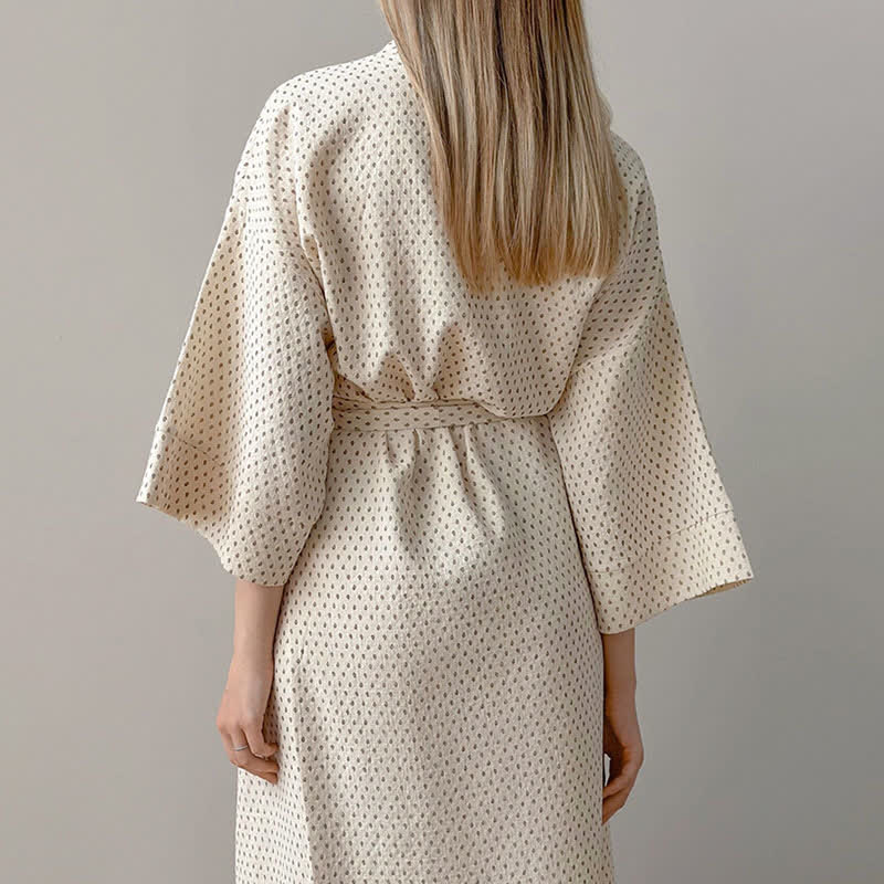 Peignoir long en coton à motif à pois - image 6