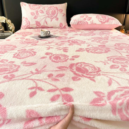 Drap-housse polaire chaud avec des roses roses - image 3