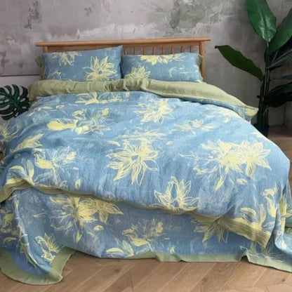 Parure de lit en gaze de coton Dahlia (4 pièces) - Blau - 220 cm x 240 cm - image 14