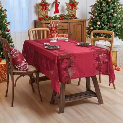 Nappe décorative avec dentelle brodée de Noël - 140 cm x 260 cm - image 0