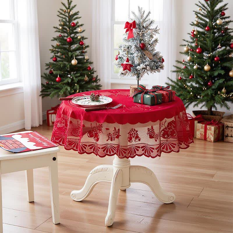 Nappe décorative avec dentelle brodée de Noël - Environ 100 cm - image 5