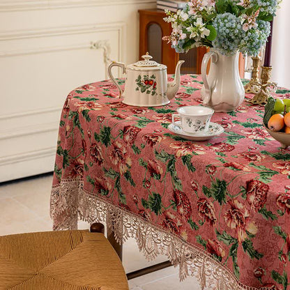 Nappe élégante avec bordure en dentelle et motif floral - image 7