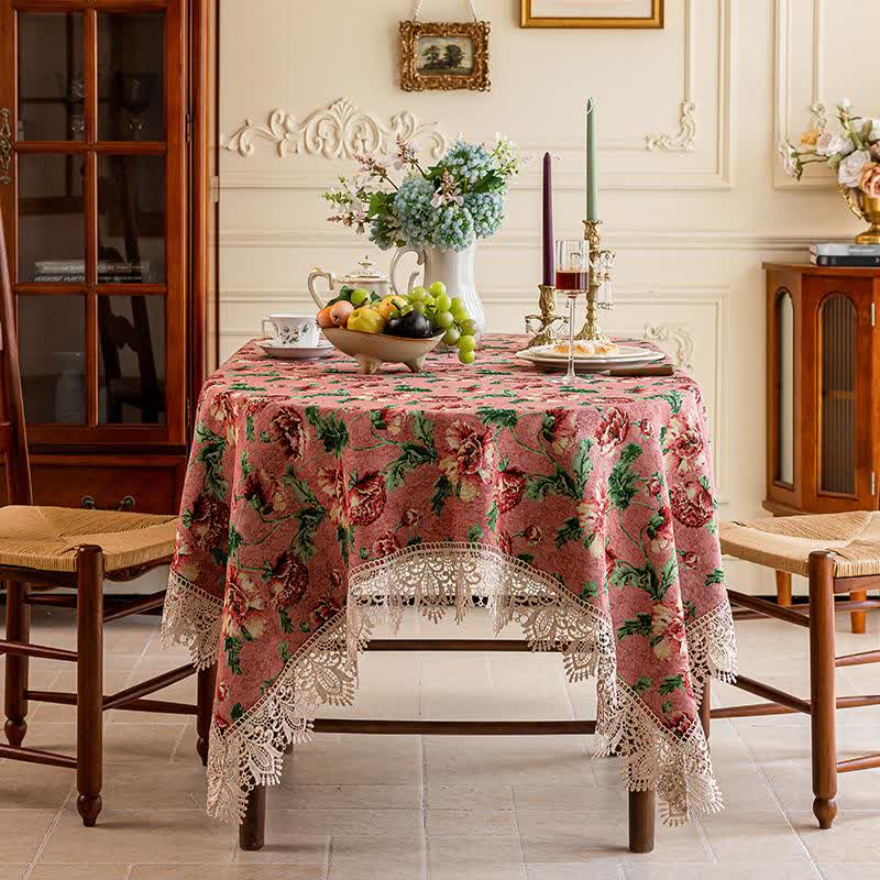 Nappe élégante avec bordure en dentelle et motif floral - image 6