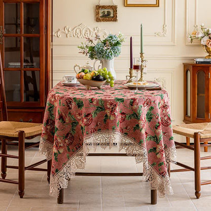 Nappe élégante avec bordure en dentelle et motif floral - image 6