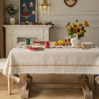 Nappe jacquard d'inspiration Noël en beige - image 2