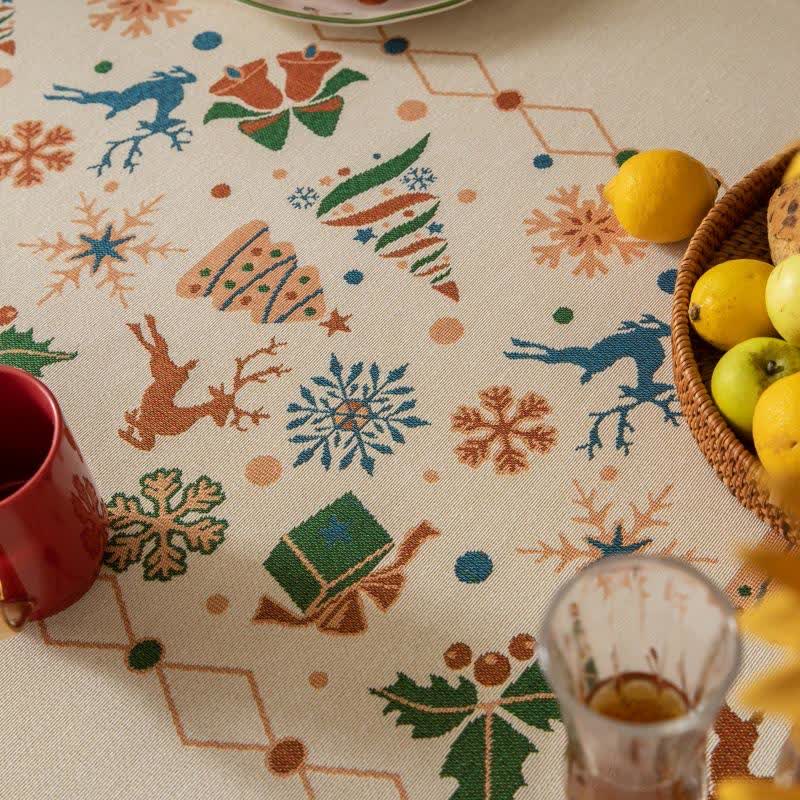 Nappe jacquard d'inspiration Noël en beige - image 5
