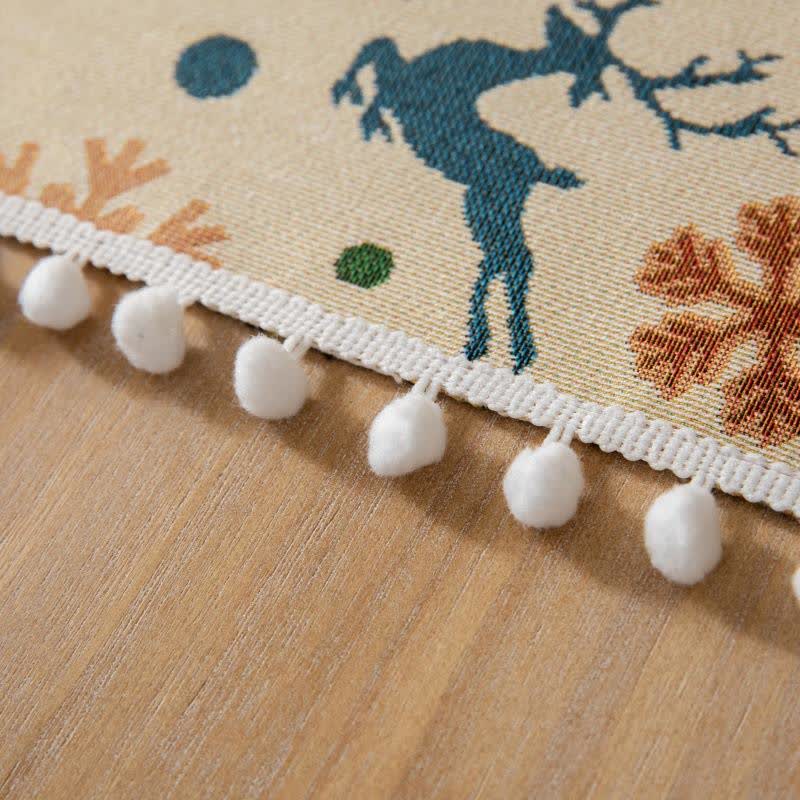 Nappe jacquard d'inspiration Noël en beige - image 6