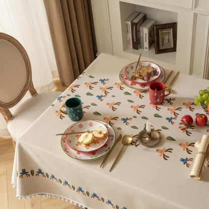 Nappe de Noël renne en jacquard beige - image 3