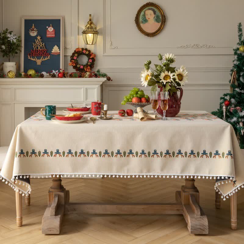 Nappe de Noël renne en jacquard beige - image 2