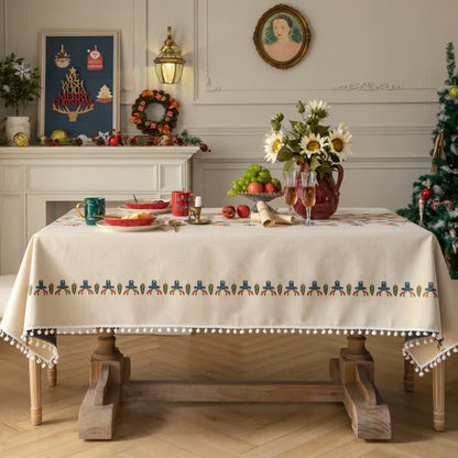 Nappe de Noël renne en jacquard beige - image 2
